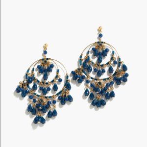 J. Crew Tiered Beaded Drop Earrings in Gold/Navy